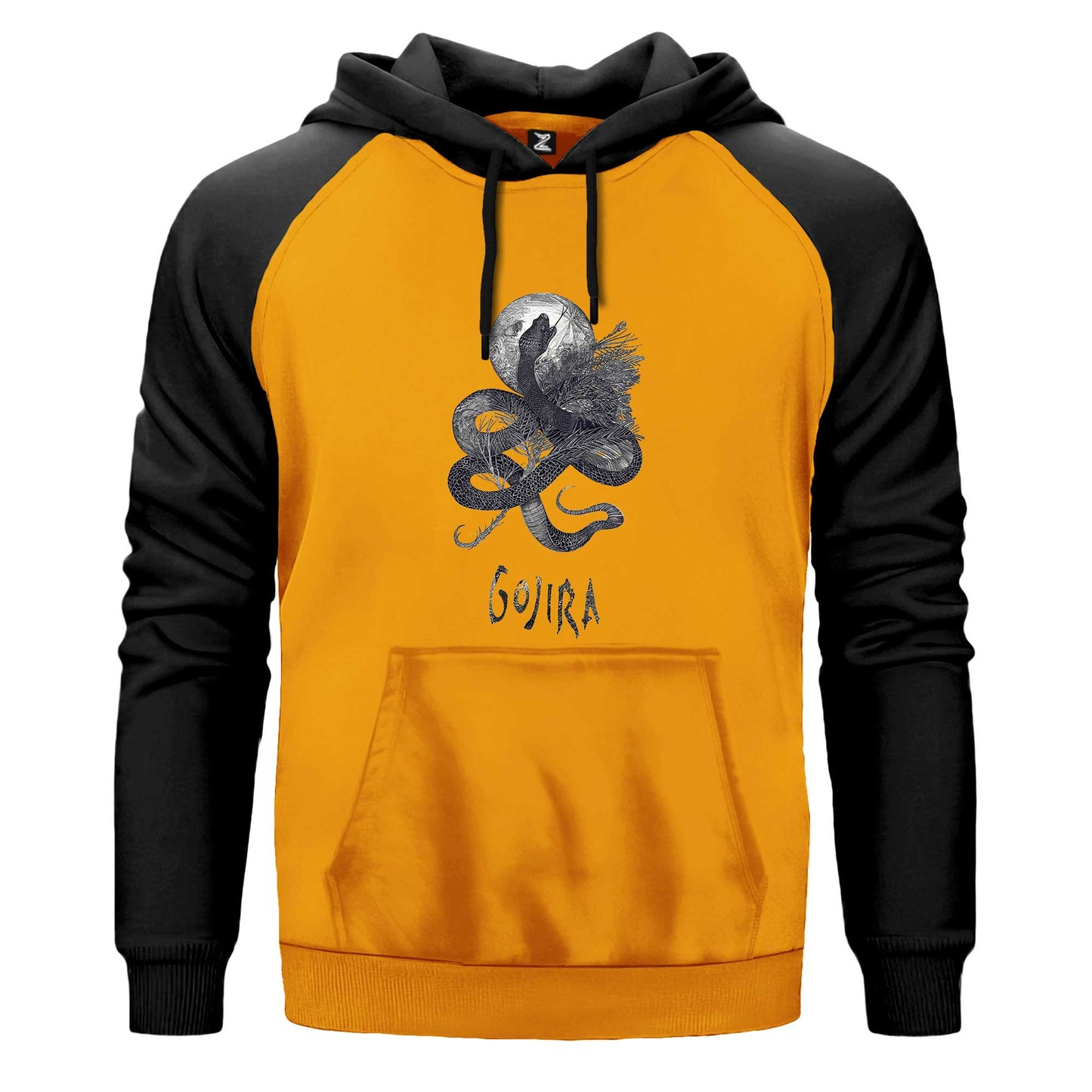 Gojira Snake and Moon Çift Renk Reglan Kol Sweatshirt Kapşonlu