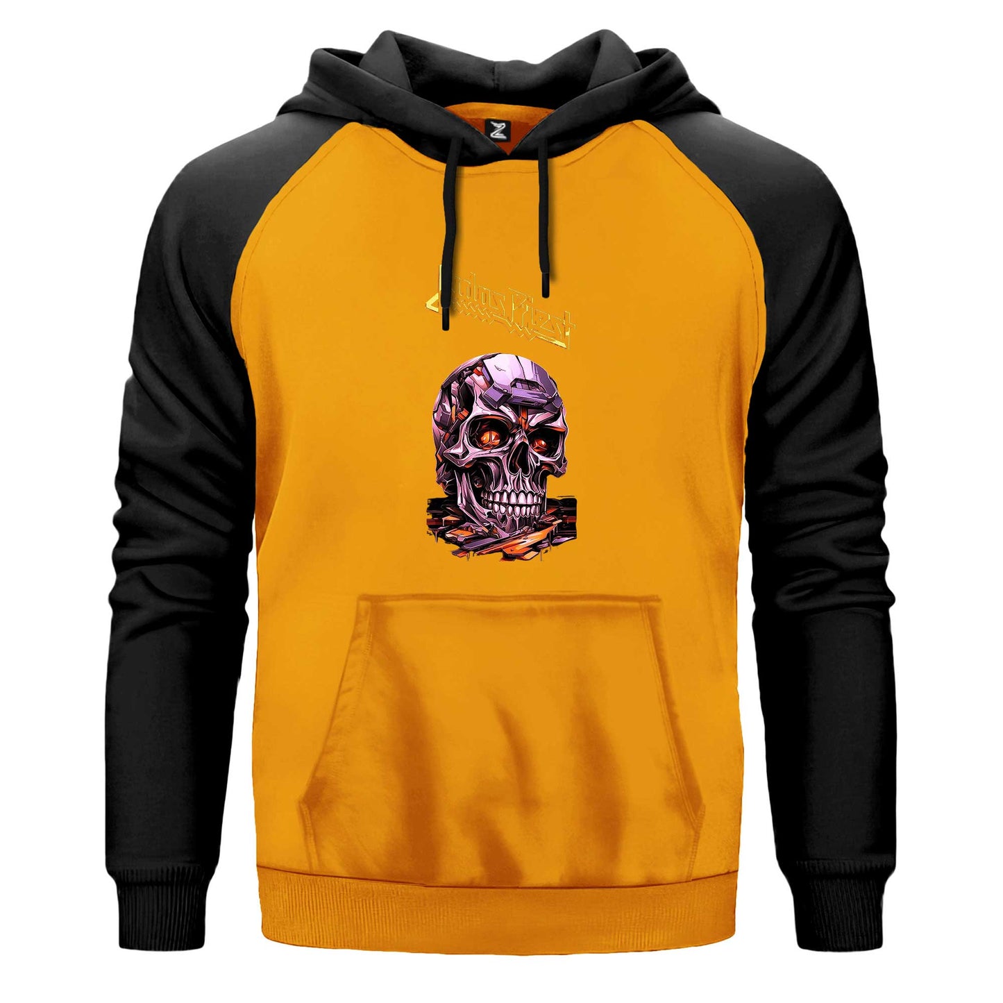 Judas Priest Modern Skeleton Çift Renk Reglan Kol Sweatshirt Kapşonlu