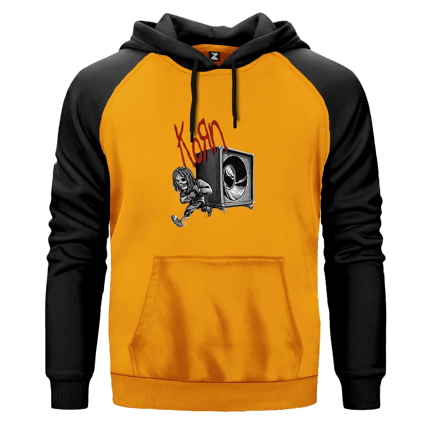 Korn Skeleton Pulling Haporlor Çift Renk Reglan Kol Sweatshirt Kapşonlu