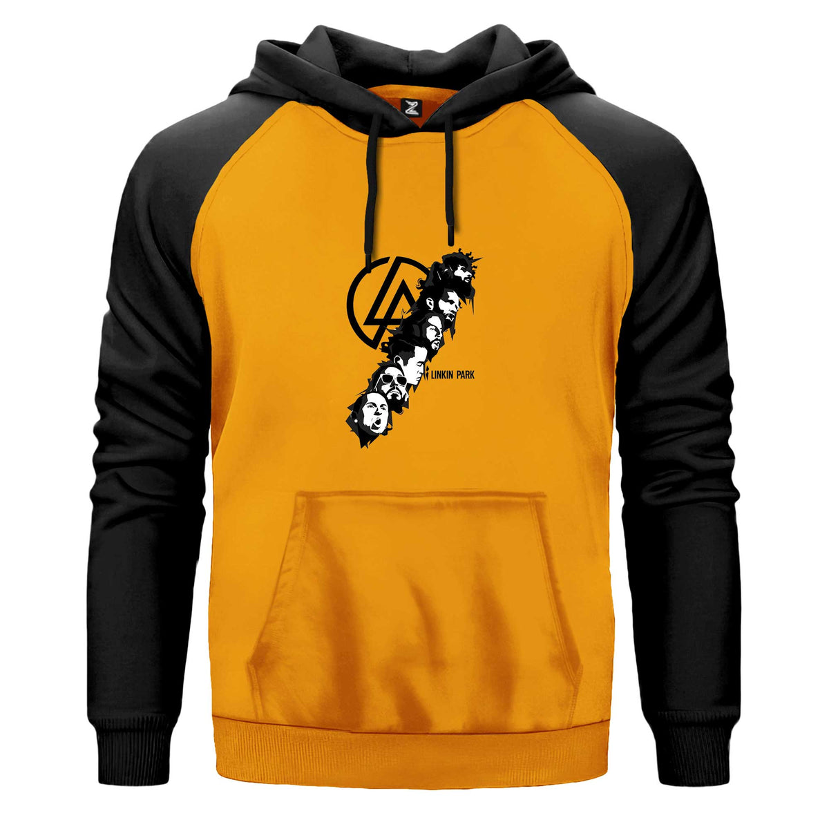 Linkin Park Logo Siluet Çift Renk Reglan Kol Sweatshirt Kapşonlu