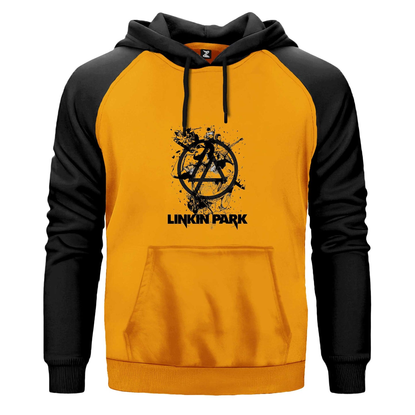 Linkin Park Siluet Çift Renk Reglan Kol Sweatshirt Kapşonlu