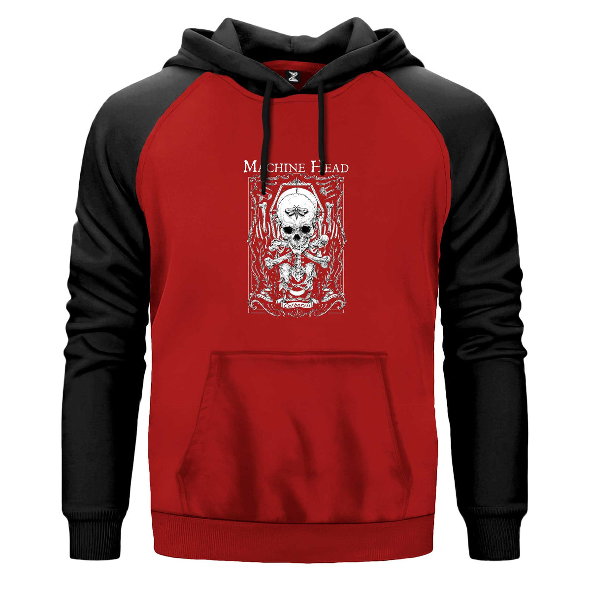 Machine Head Catharsis Kapşonlu çift renk reglan kol kapşonlu sweatshirt - kırmızı