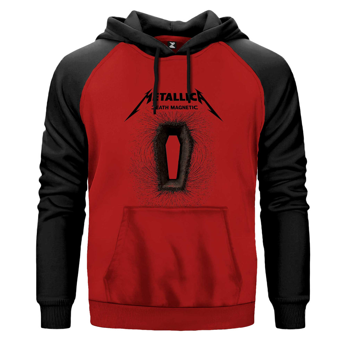 Metallica Death Magnetic Albums Kapşonlu çift renk reglan kol kapşonlu sweatshirt - kırmızı