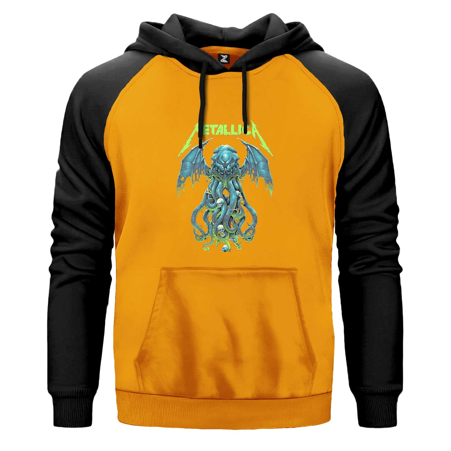 Metallica Octopus Bat Çift Renk Reglan Kol Sweatshirt Kapşonlu