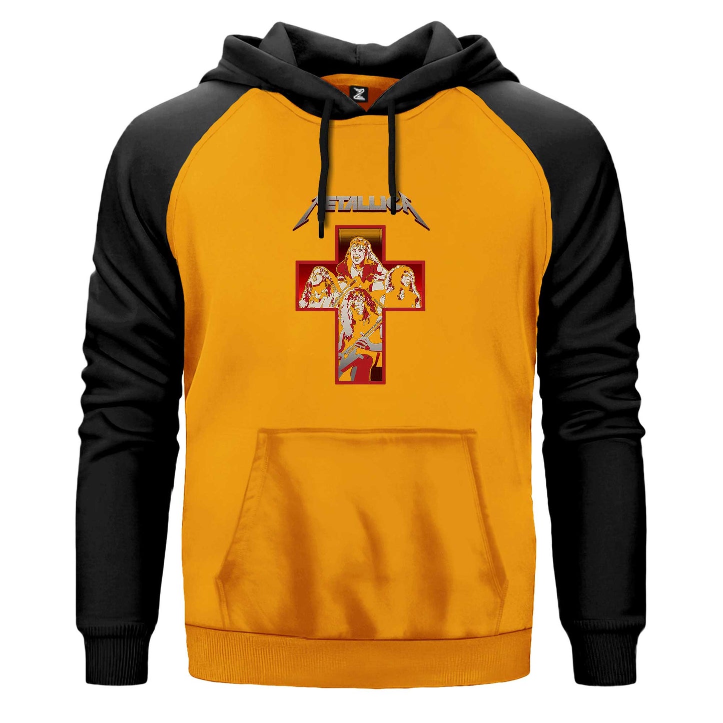 Metallica Silhouettes İnside The Cross Çift Renk Reglan Kol Sweatshirt Kapşonlu