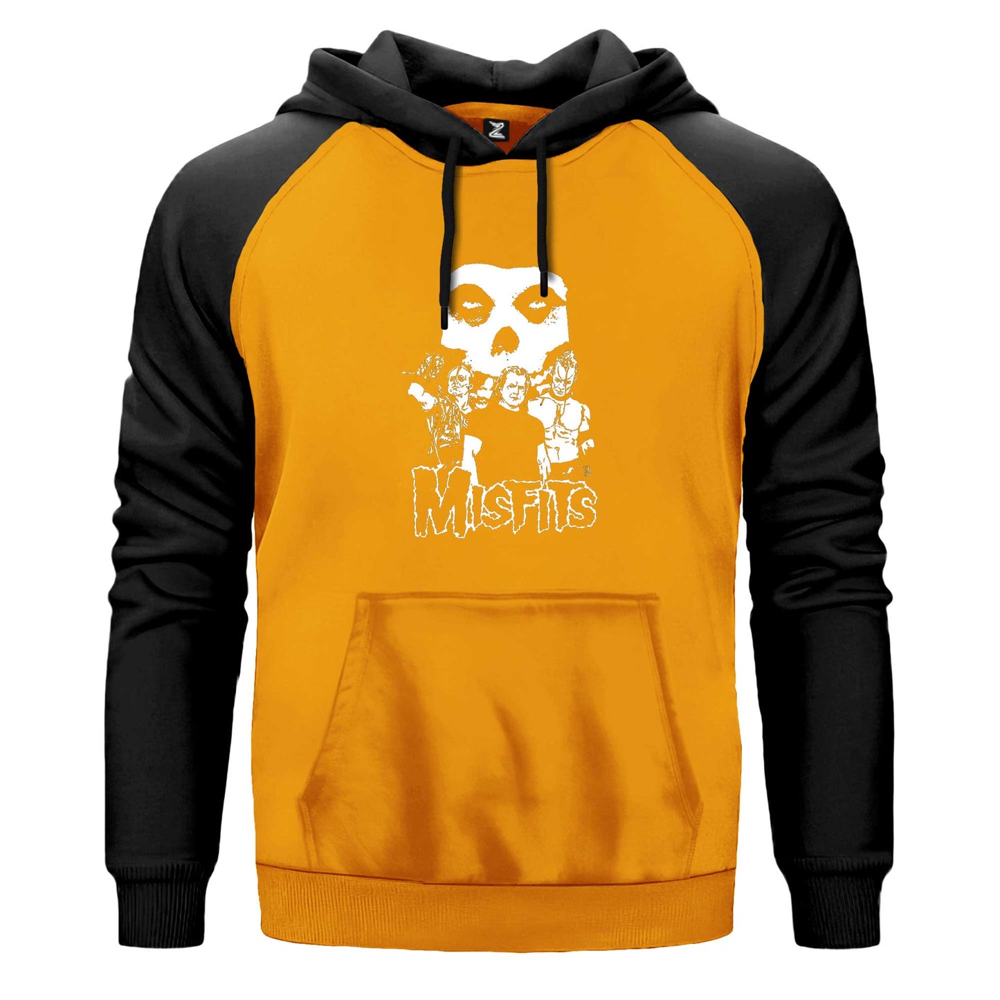 Misfits Grup Logo Çift Renk Reglan Kol Sweatshirt Kapşonlu