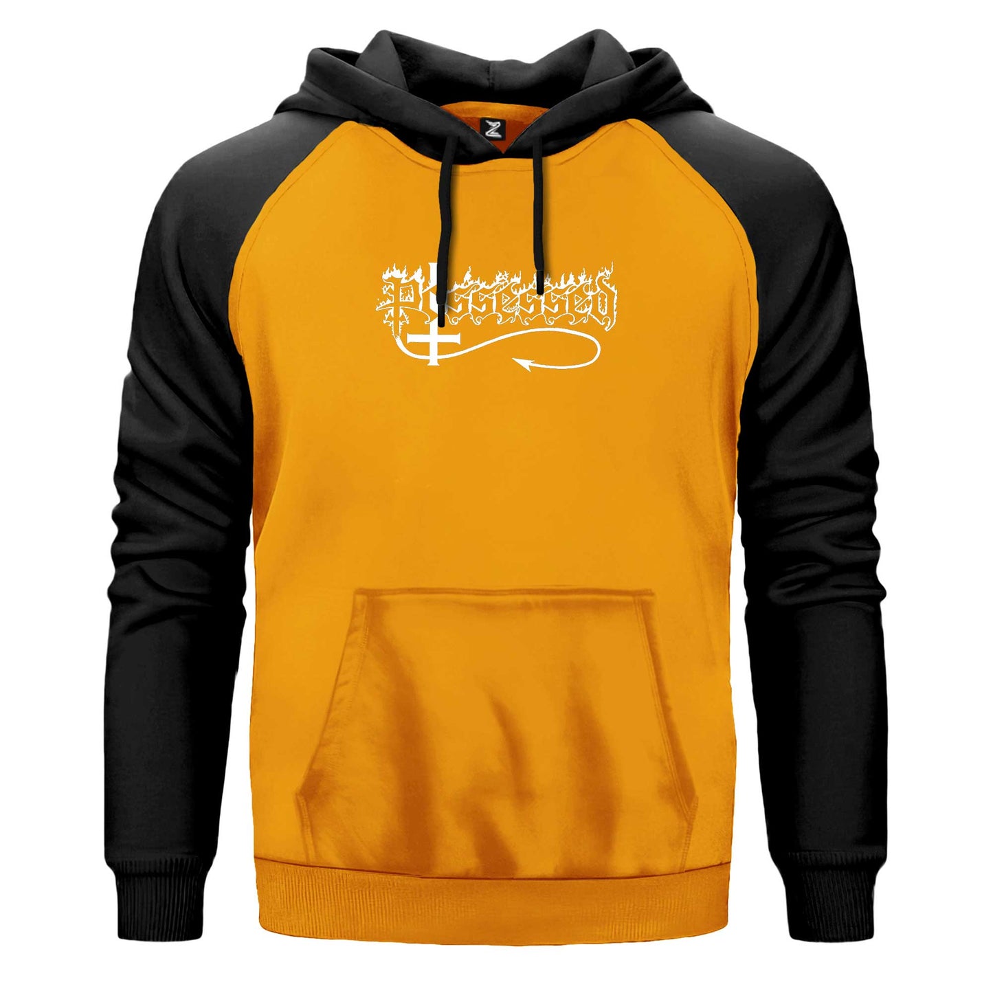 Possessed Beyaz Logo Çift Renk Reglan Kol Sweatshirt Kapşonlu