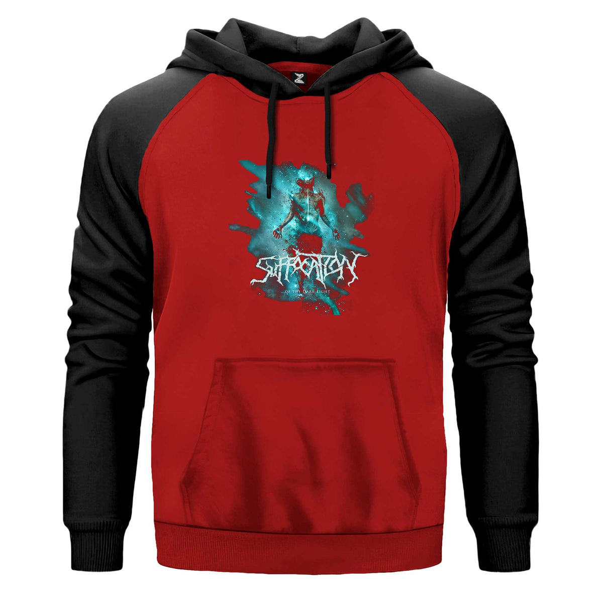 Suffacation Of The Dark Light Kapşonlu çift renk reglan kol kapşonlu sweatshirt - kırmızı