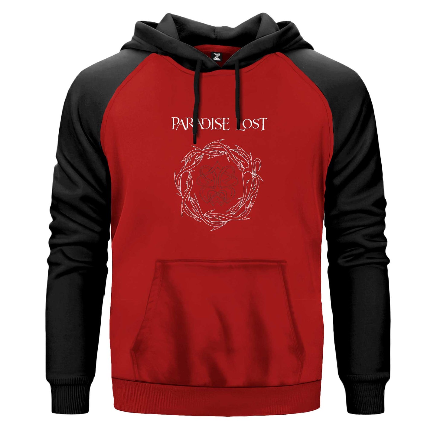 Paradise Lost Logo Kapşonlu çift renk reglan kol kapşonlu sweatshirt - kırmızı