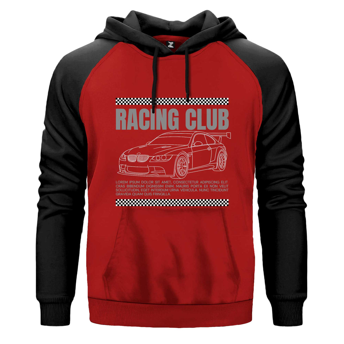 Bmw Racing Club Kapşonlu çift renk reglan kol kapşonlu sweatshirt - kırmızı
