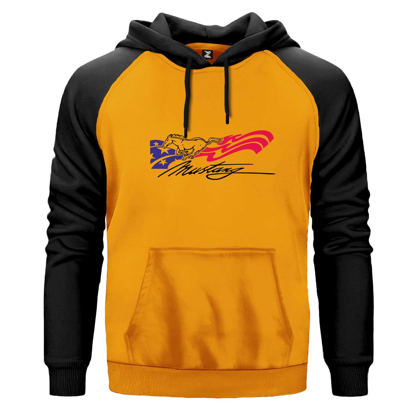 Mustang Amerika Çift Renk Reglan Kol Sweatshirt Kapşonlu
