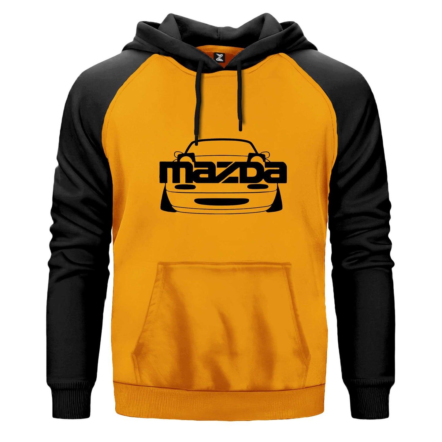 Mazda RX-7 Text Car Çift Renk Reglan Kol Sweatshirt Kapşonlu