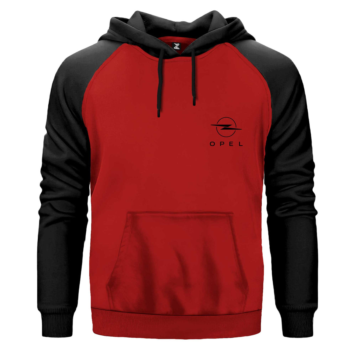 Opel New Logo Kapşonlu çift renk reglan kol kapşonlu sweatshirt - kırmızı