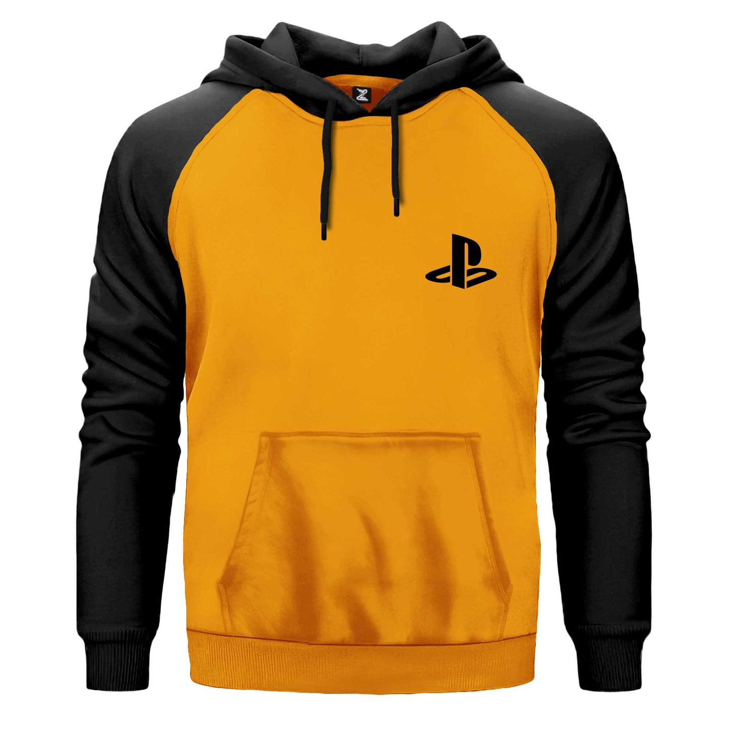 Playstation Logo Black Çift Renk Reglan Kol Sweatshirt Kapşonlu