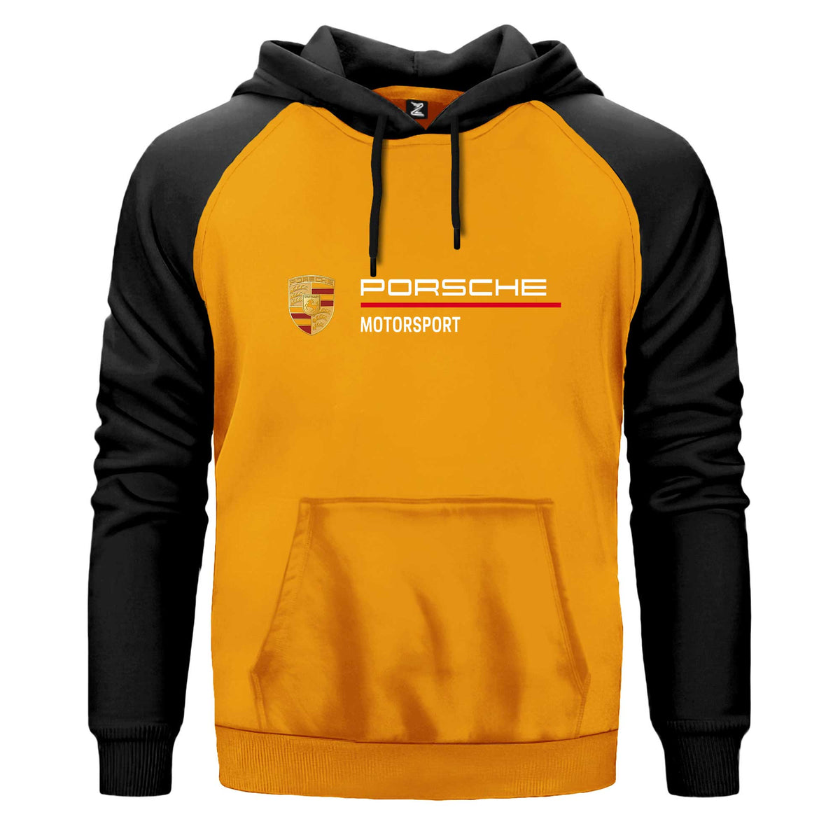 Porsche Logo Motorsport Çift Renk Reglan Kol Sweatshirt Kapşonlu