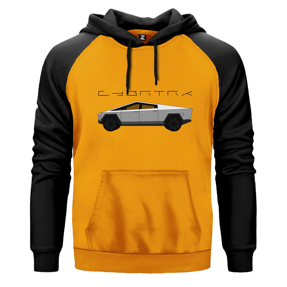 Tesla Cybertruck Çift Renk Reglan Kol Sweatshirt Kapşonlu