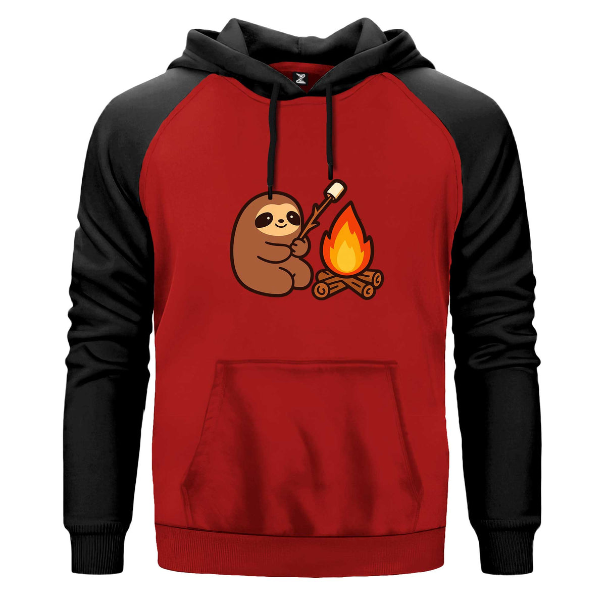 Camp Cute Renkli Reglan Kol Sweatshirt Kapşonlu çift renk reglan kol kapşonlu sweatshirt - kırmızı