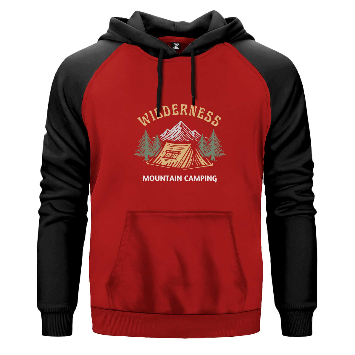 Mountain Camping Renkli Reglan Kol Sweatshirt Kapşonlu çift renk reglan kol kapşonlu sweatshirt - kırmızı