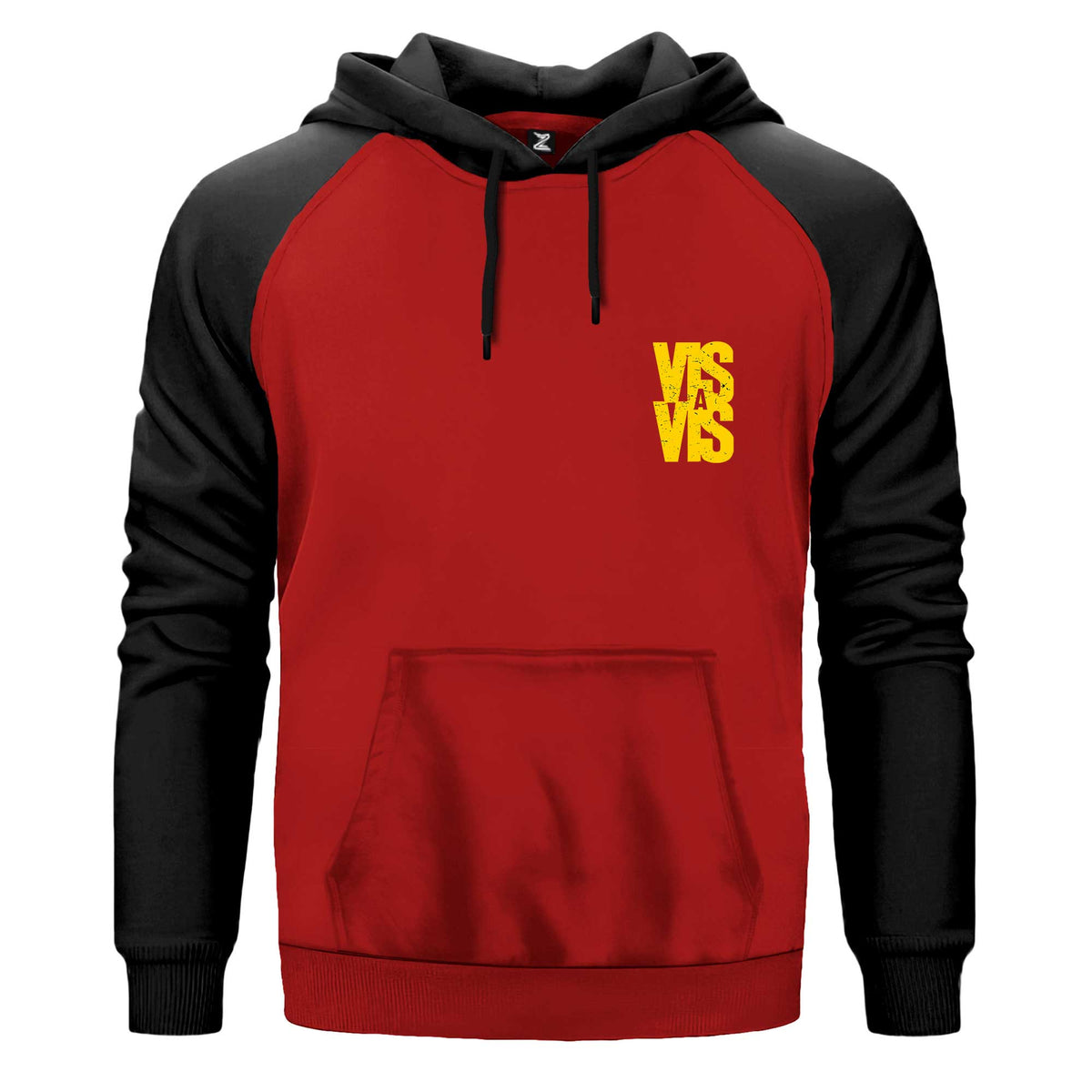Vis A Vis Logo Renkli Reglan Kol Sweatshirt Kapşonlu çift renk reglan kol kapşonlu sweatshirt - kırmızı