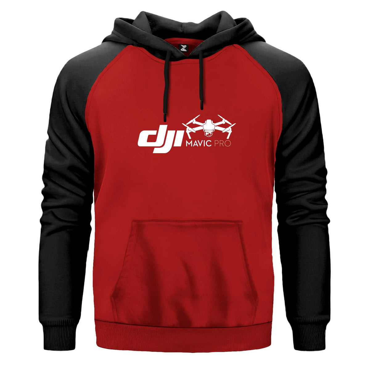 Dji Mavic Pro 2 Renkli Reglan Kol Sweatshirt Kapşonlu çift renk reglan kol kapşonlu sweatshirt - kırmızı