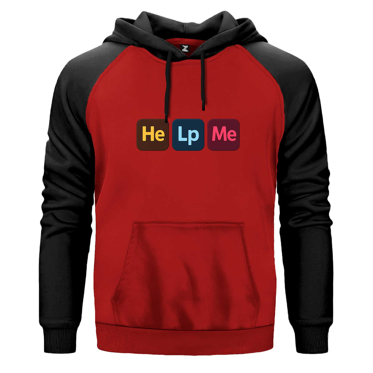 Designer Help Me Renkli Reglan Kol Sweatshirt Kapşonlu çift renk reglan kol kapşonlu sweatshirt - kırmızı