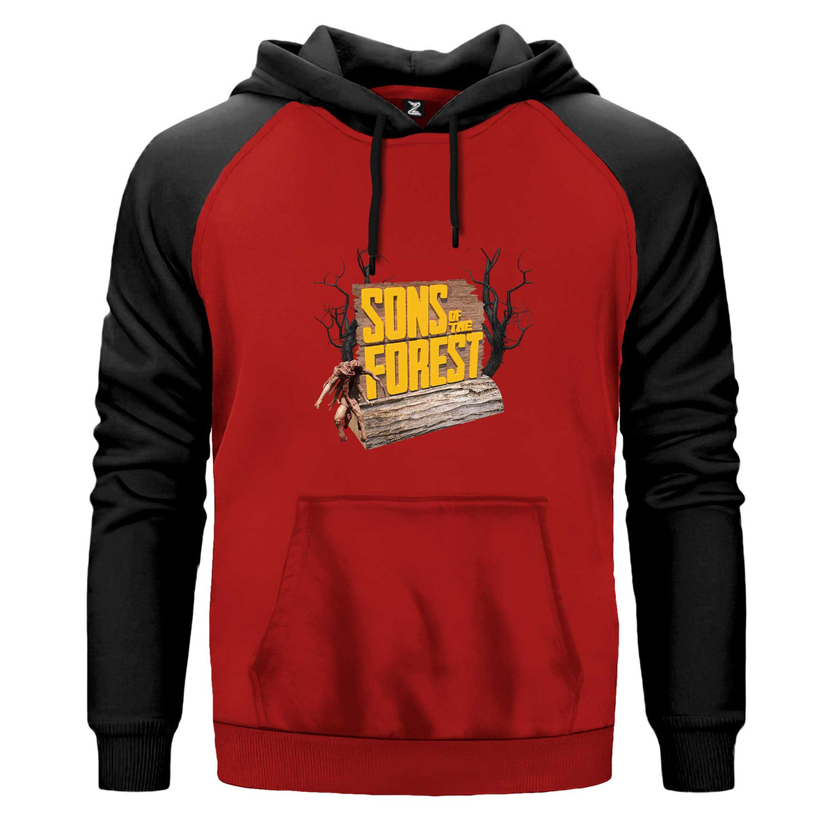 Sons Of The Forest Tree Renkli Reglan Kol Sweatshirt Kapşonlu çift renk reglan kol kapşonlu sweatshirt - kırmızı