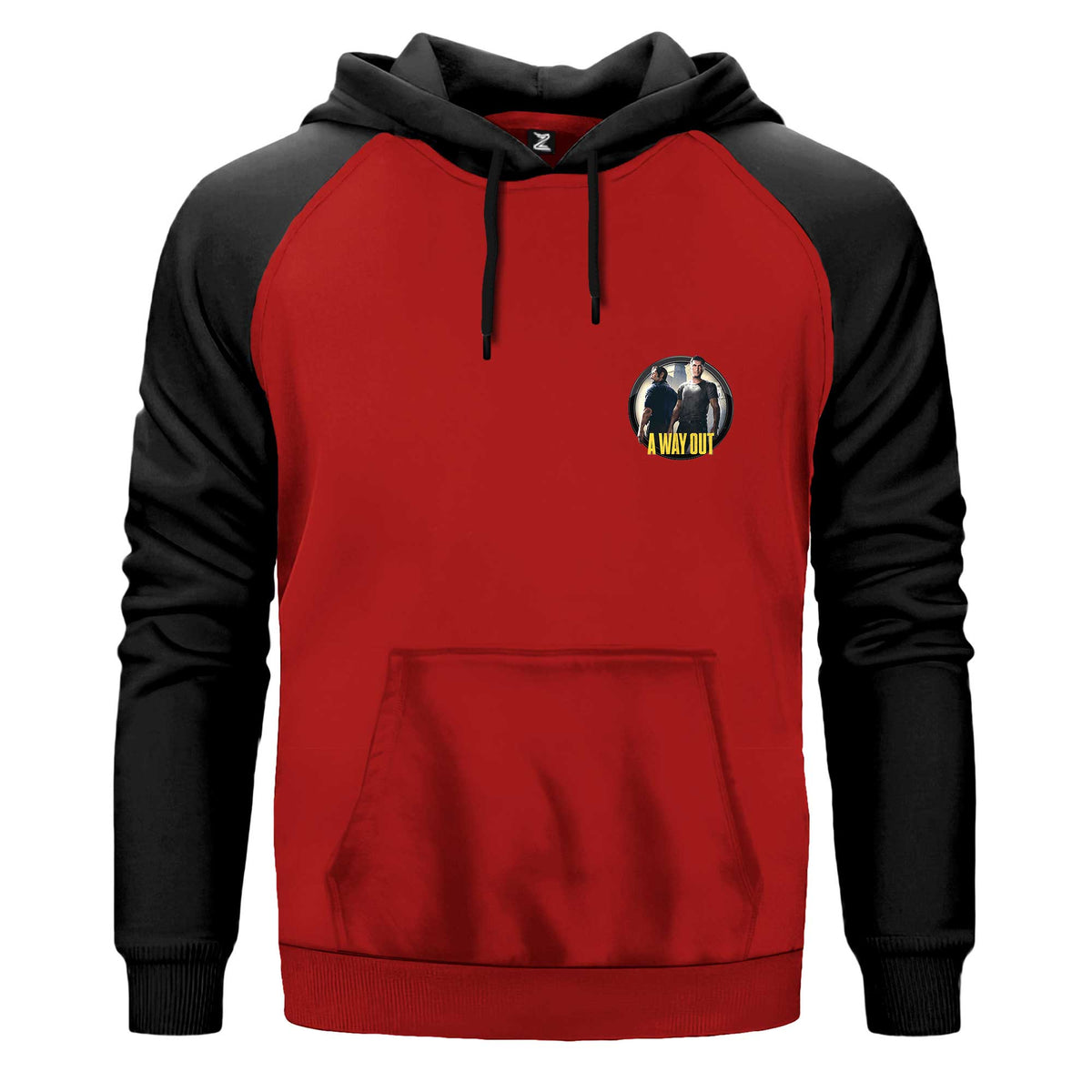 A Way Out Icon Renkli Reglan Kol Sweatshirt Kapşonlu çift renk reglan kol kapşonlu sweatshirt - kırmızı