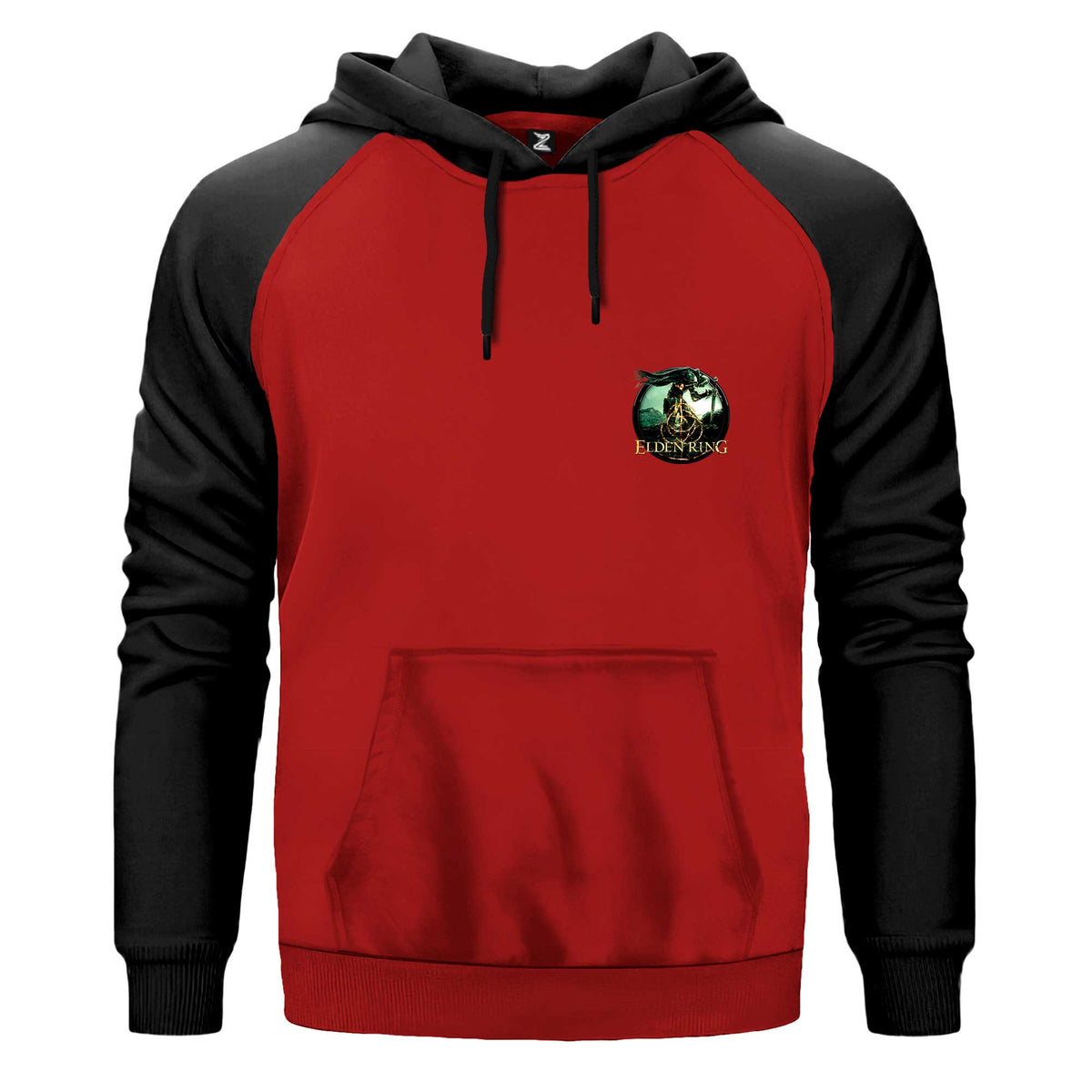 Elden Ring Text Icon Renkli Reglan Kol Sweatshirt Kapşonlu çift renk reglan kol kapşonlu sweatshirt - kırmızı