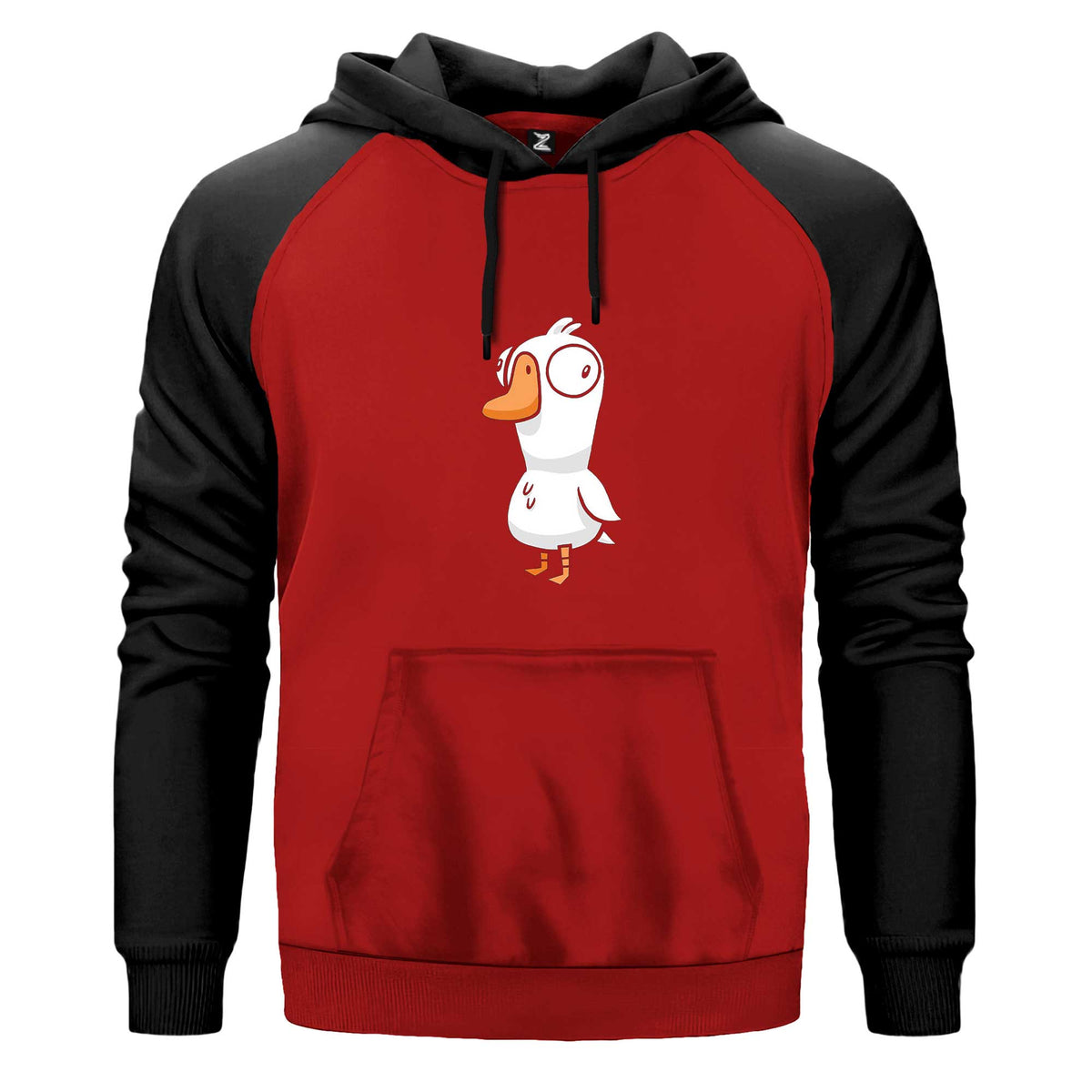 Goose Goose Duck Renkli Reglan Kol Sweatshirt Kapşonlu çift renk reglan kol kapşonlu sweatshirt - kırmızı