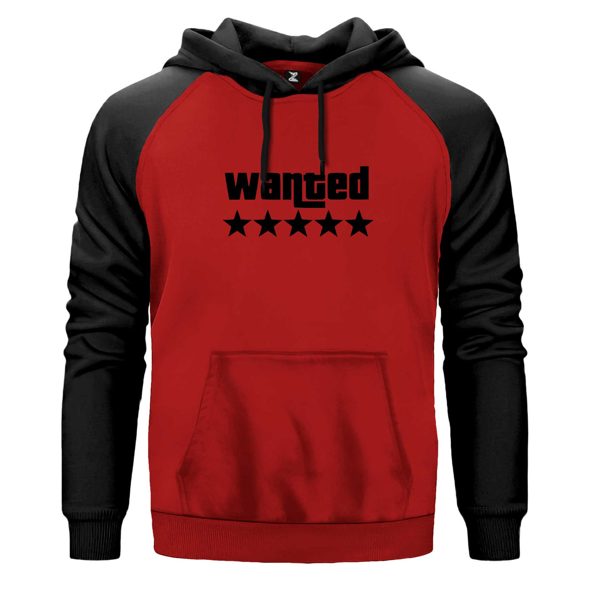 Wanted Renkli Reglan Kol Sweatshirt Kapşonlu çift renk reglan kol kapşonlu sweatshirt - kırmızı