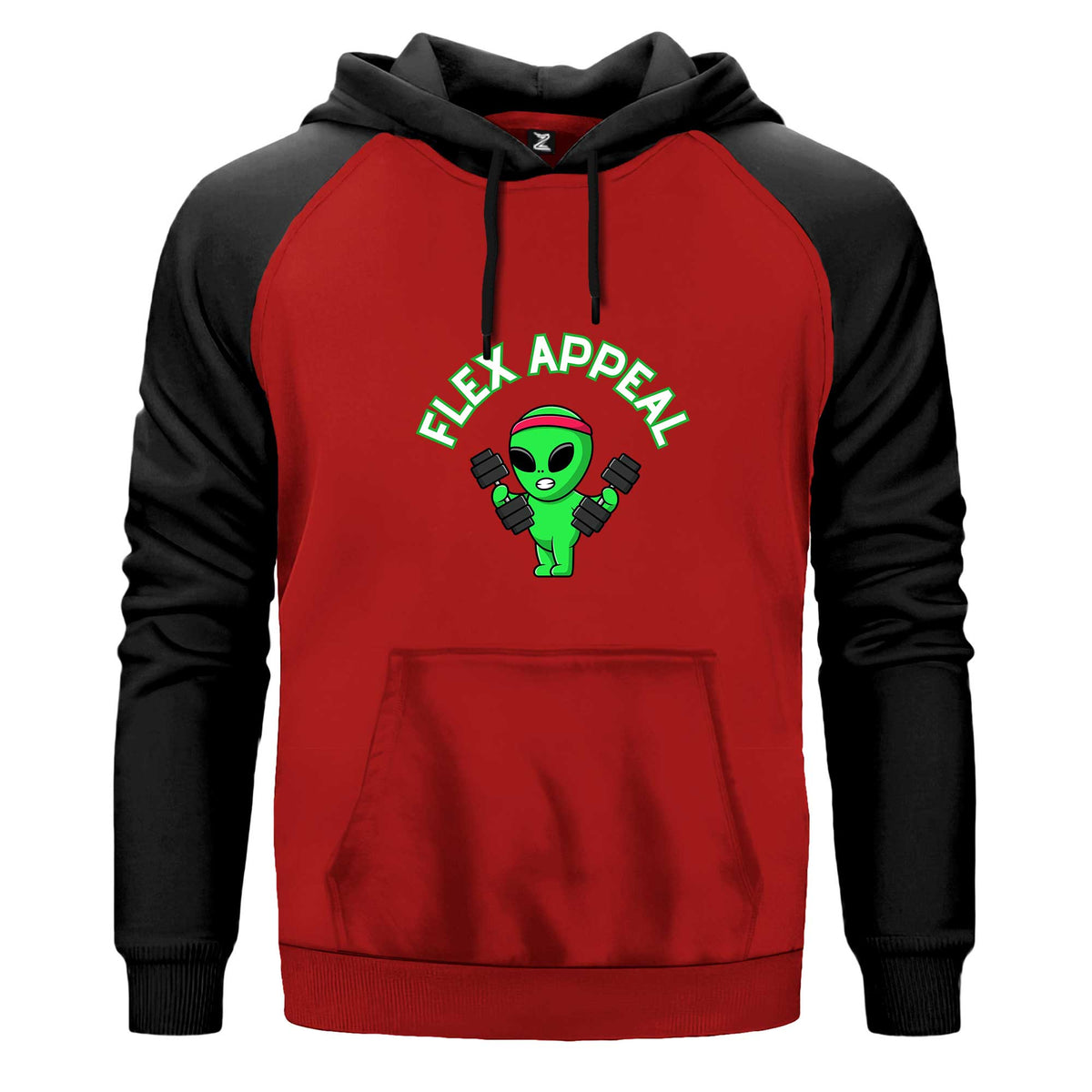 Alien Lifting Renkli Reglan Kol Sweatshirt Kapşonlu çift renk reglan kol kapşonlu sweatshirt - kırmızı