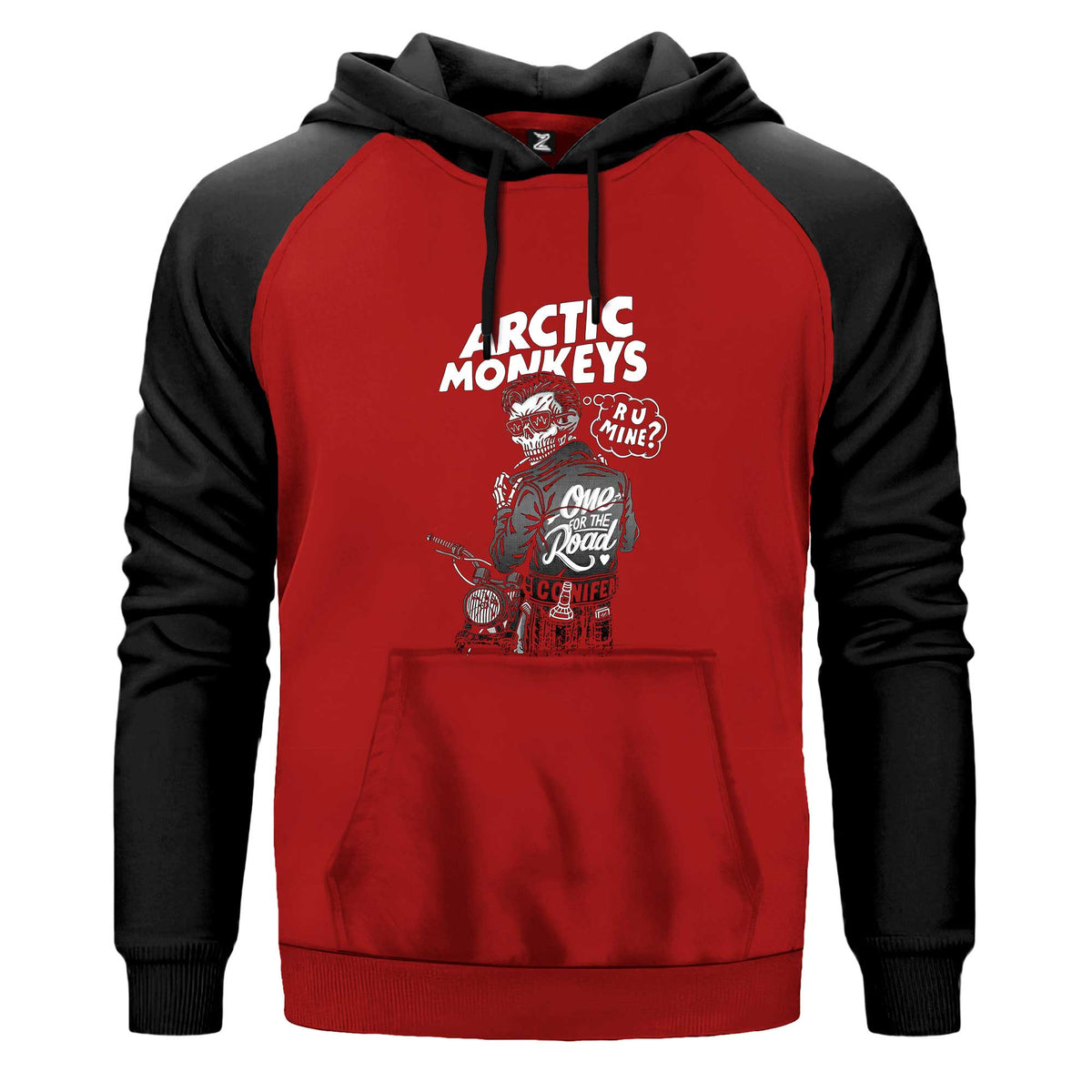 Artic Monkeys Skull Rider Renkli Reglan Kol Sweatshirt Kapşonlu çift renk reglan kol kapşonlu sweatshirt - kırmızı