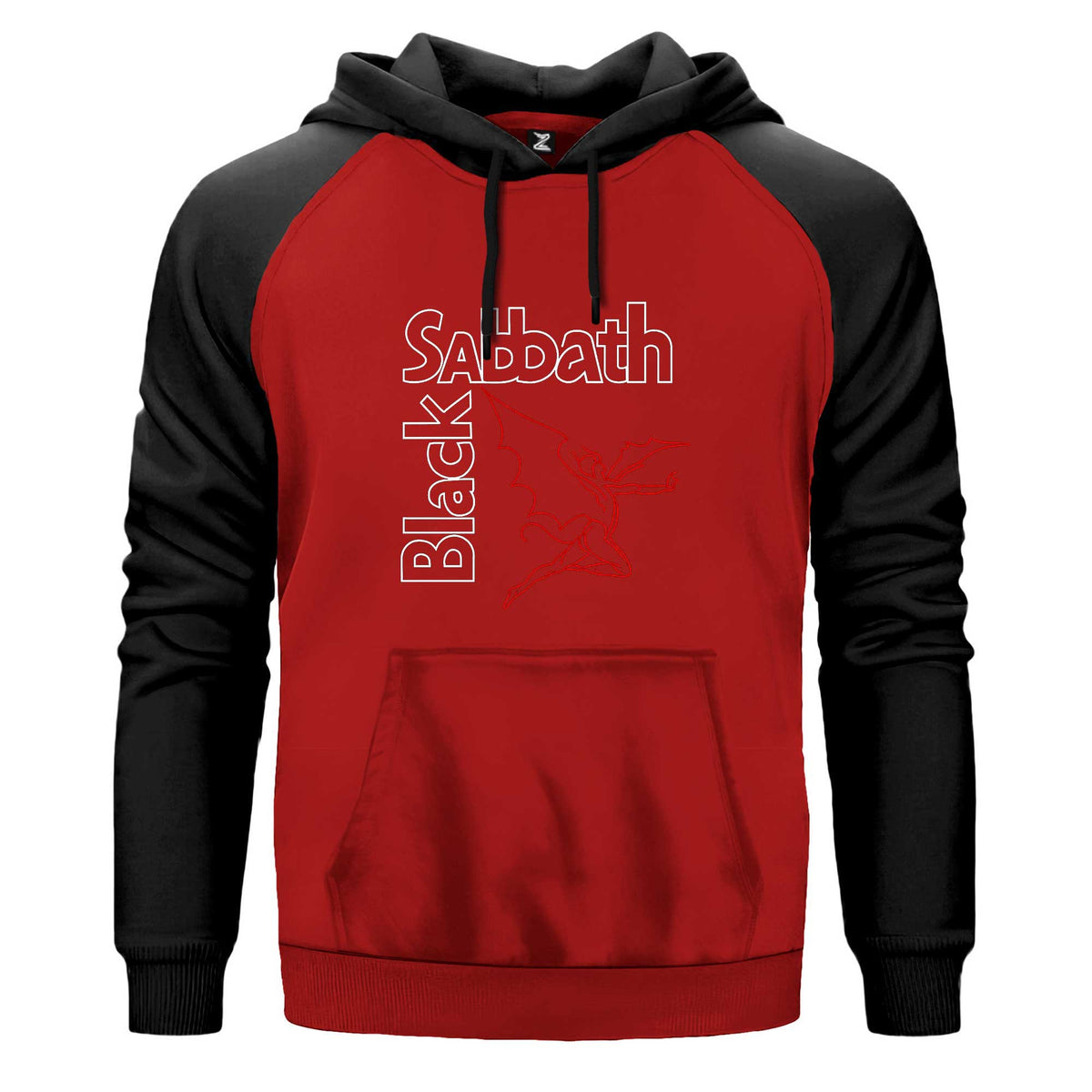 Black Sabbath Grim Reaper Renkli Reglan Kol Sweatshirt Kapşonlu çift renk reglan kol kapşonlu sweatshirt - kırmızı