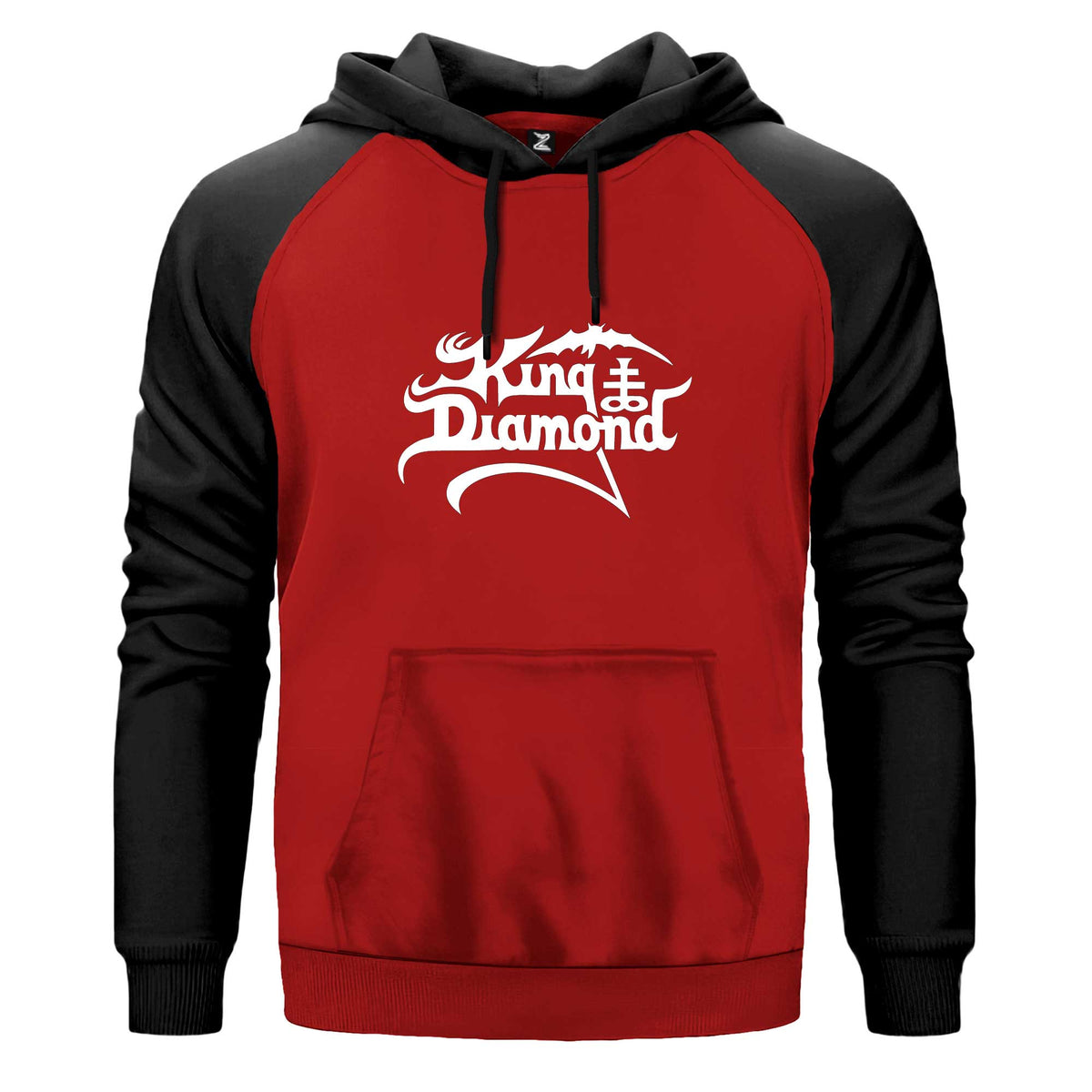 King Diamonds White Logo Renkli Reglan Kol Sweatshirt Kapşonlu çift renk reglan kol kapşonlu sweatshirt - kırmızı