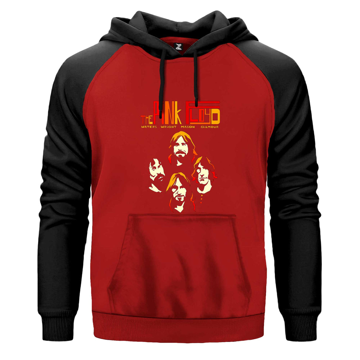 Pink Floyd Grup Silüet Renkli Reglan Kol Sweatshirt Kapşonlu çift renk reglan kol kapşonlu sweatshirt - kırmızı