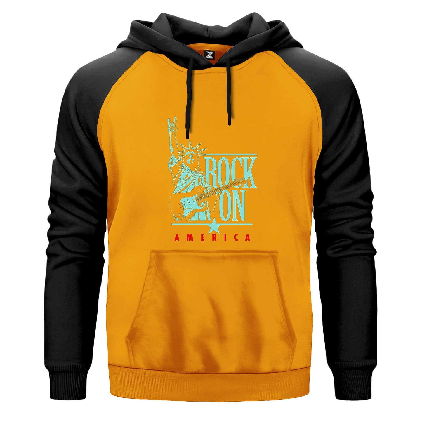 Rock On America Renkli Reglan Kol Sweatshirt Kapşonlu