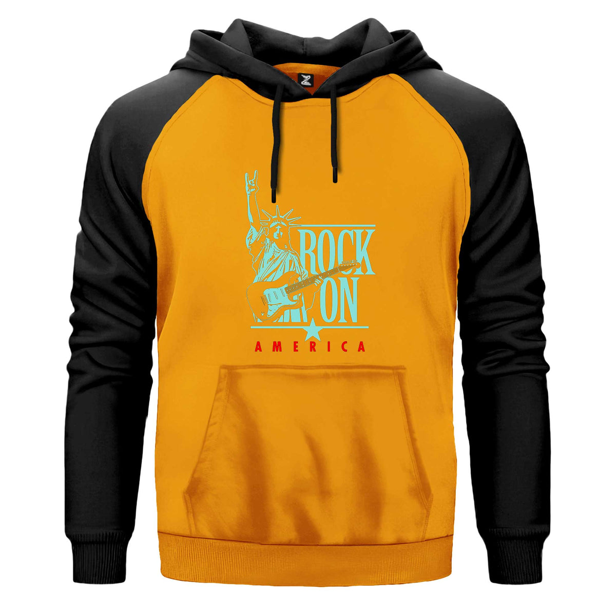 Rock On America Renkli Reglan Kol Sweatshirt Kapşonlu
