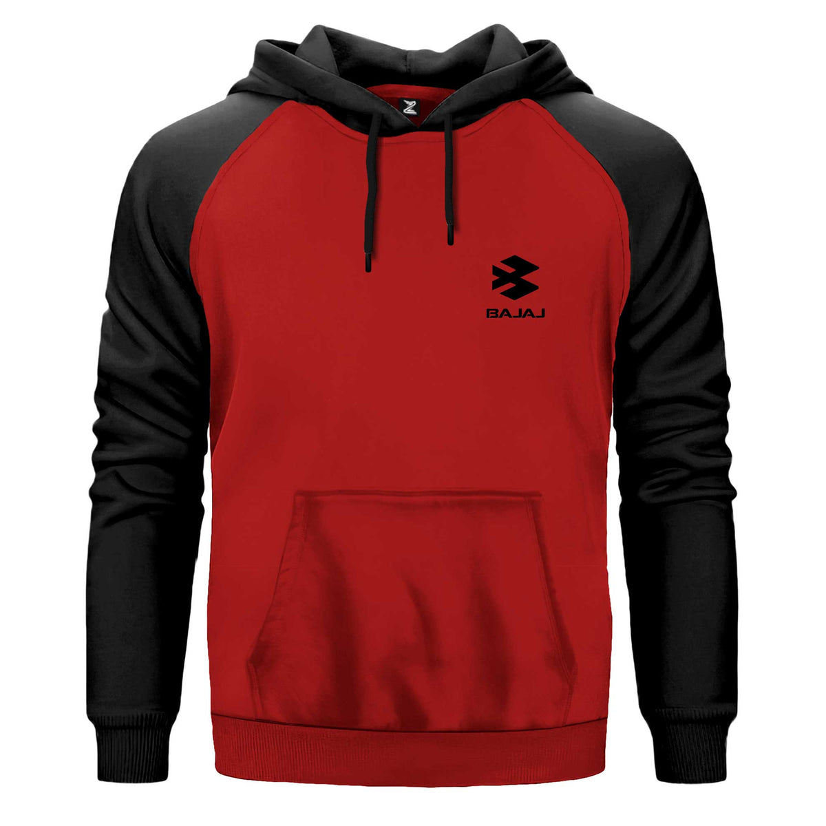 Bajaj Black Logo Renkli Reglan Kol Sweatshirt Kapşonlu çift renk reglan kol kapşonlu sweatshirt - kırmızı
