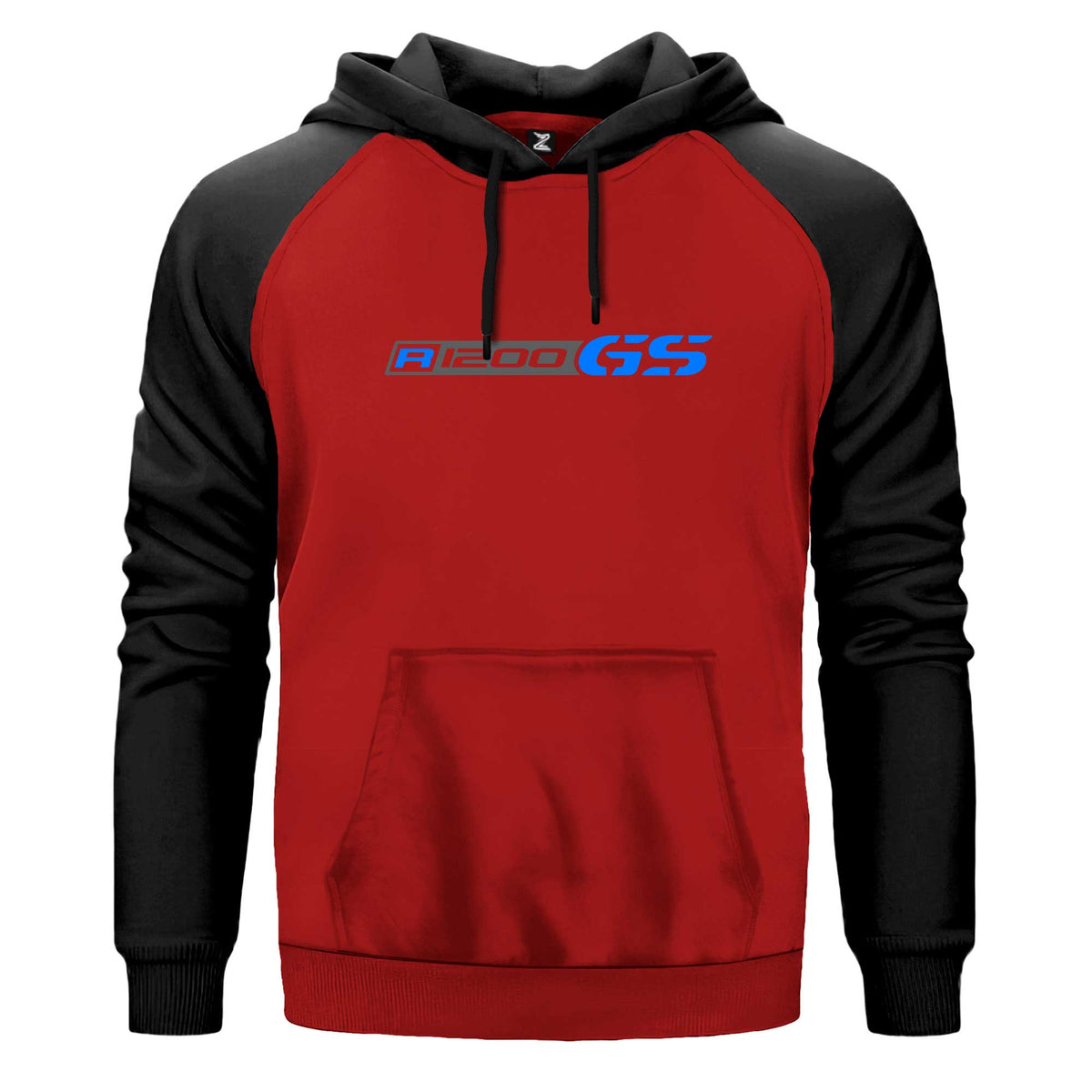 Bmw R1200GS Logo Renkli Reglan Kol Sweatshirt Kapşonlu çift renk reglan kol kapşonlu sweatshirt - kırmızı