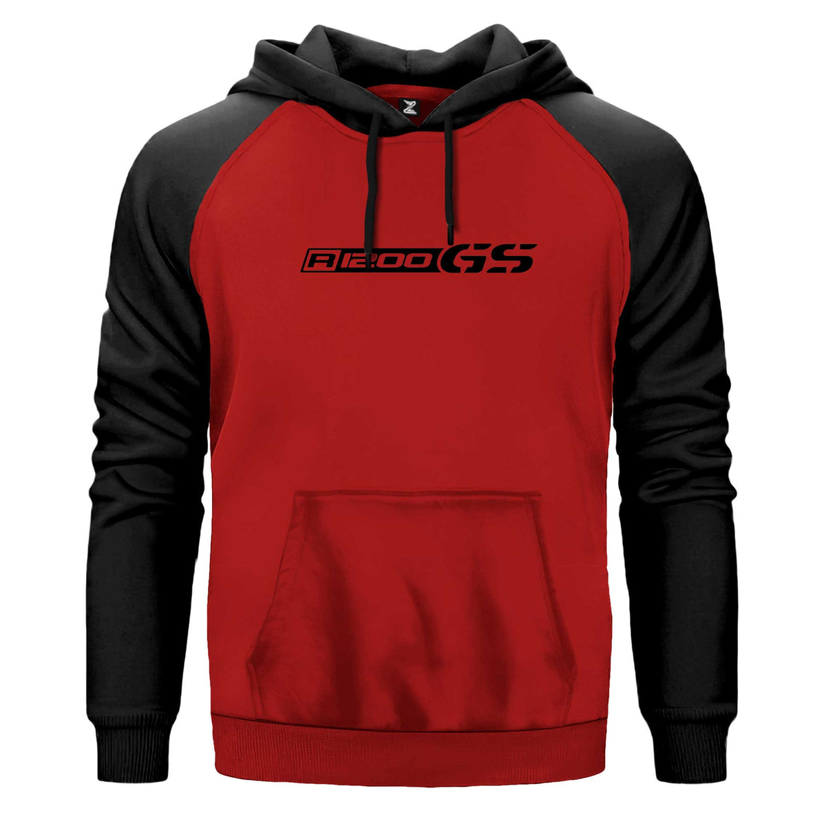 R1200GS Text Logo Renkli Reglan Kol Sweatshirt Kapşonlu çift renk reglan kol kapşonlu sweatshirt - kırmızı