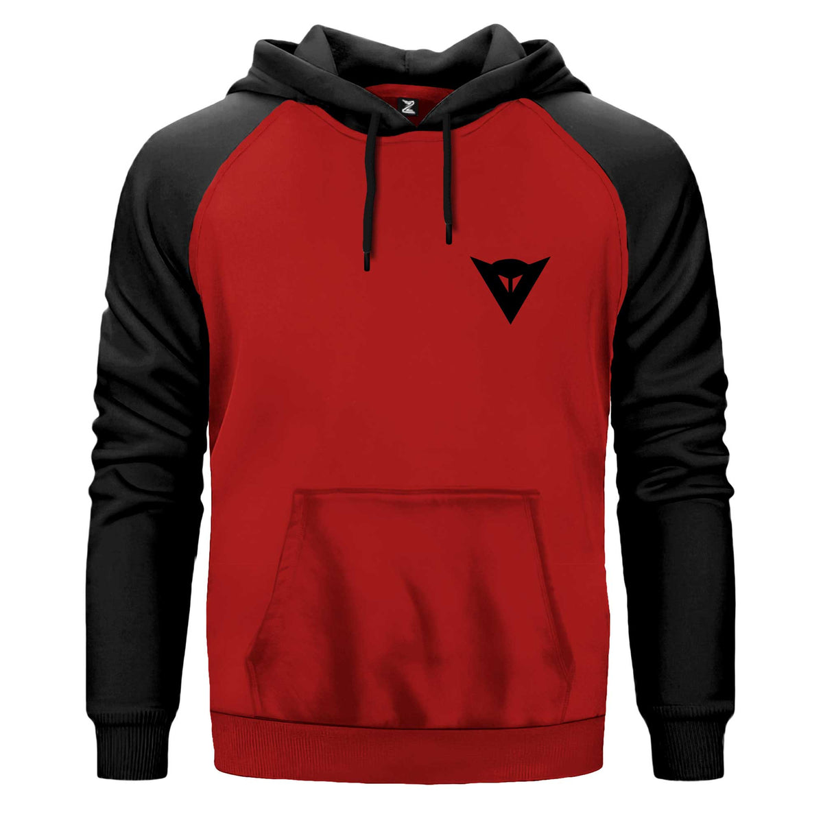 Dainese Black Logo Renkli Reglan Kol Sweatshirt Kapşonlu çift renk reglan kol kapşonlu sweatshirt - kırmızı