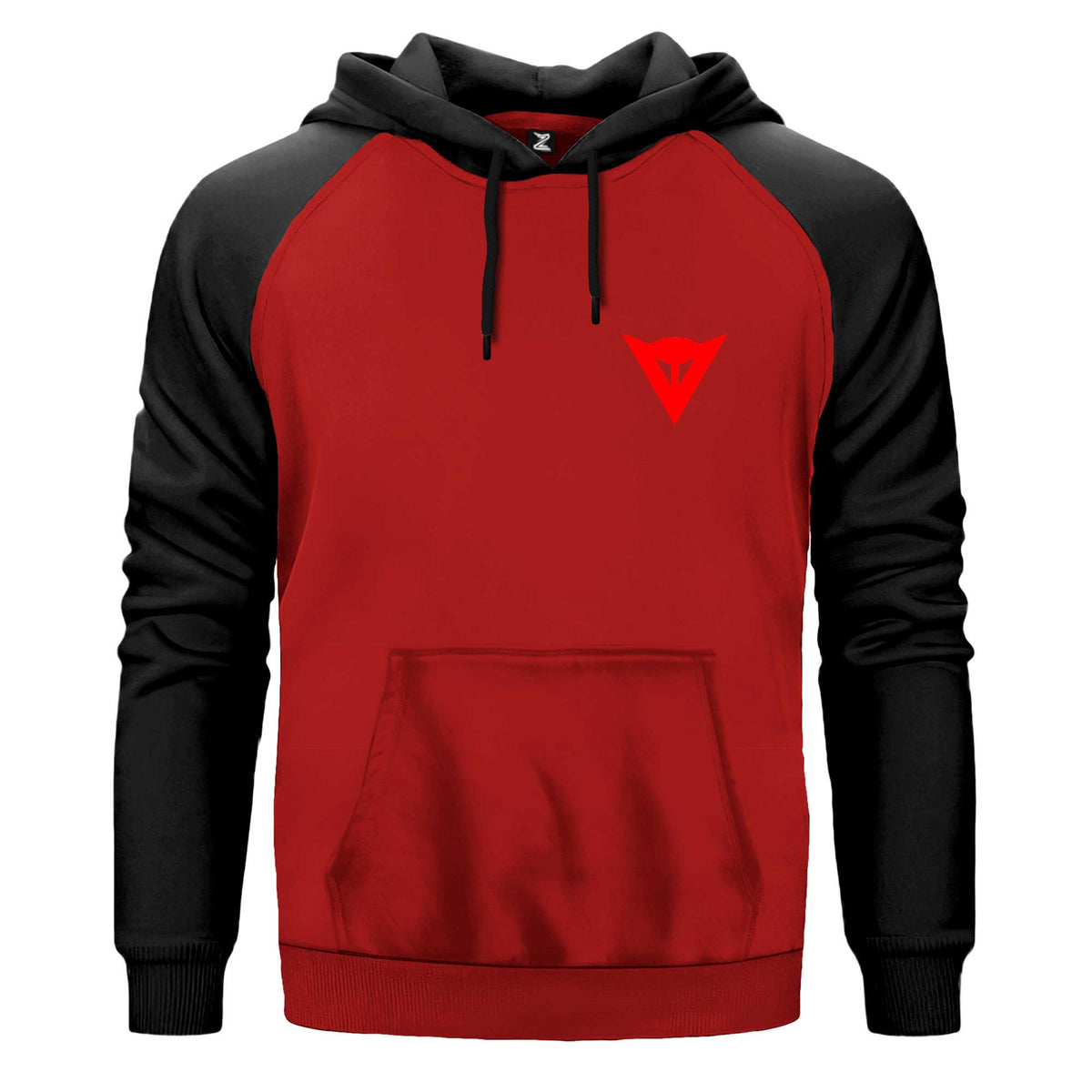 Dainese Red Logo Renkli Reglan Kol Sweatshirt Kapşonlu çift renk reglan kol kapşonlu sweatshirt - kırmızı