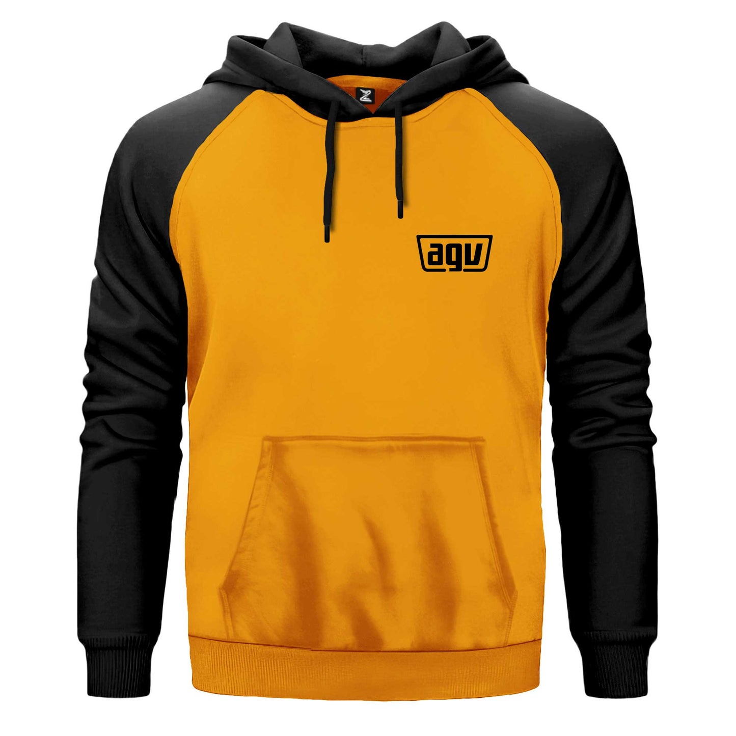 Agv Text Logo Siyah Fermuarlı Kapşonlu Sweatshirt