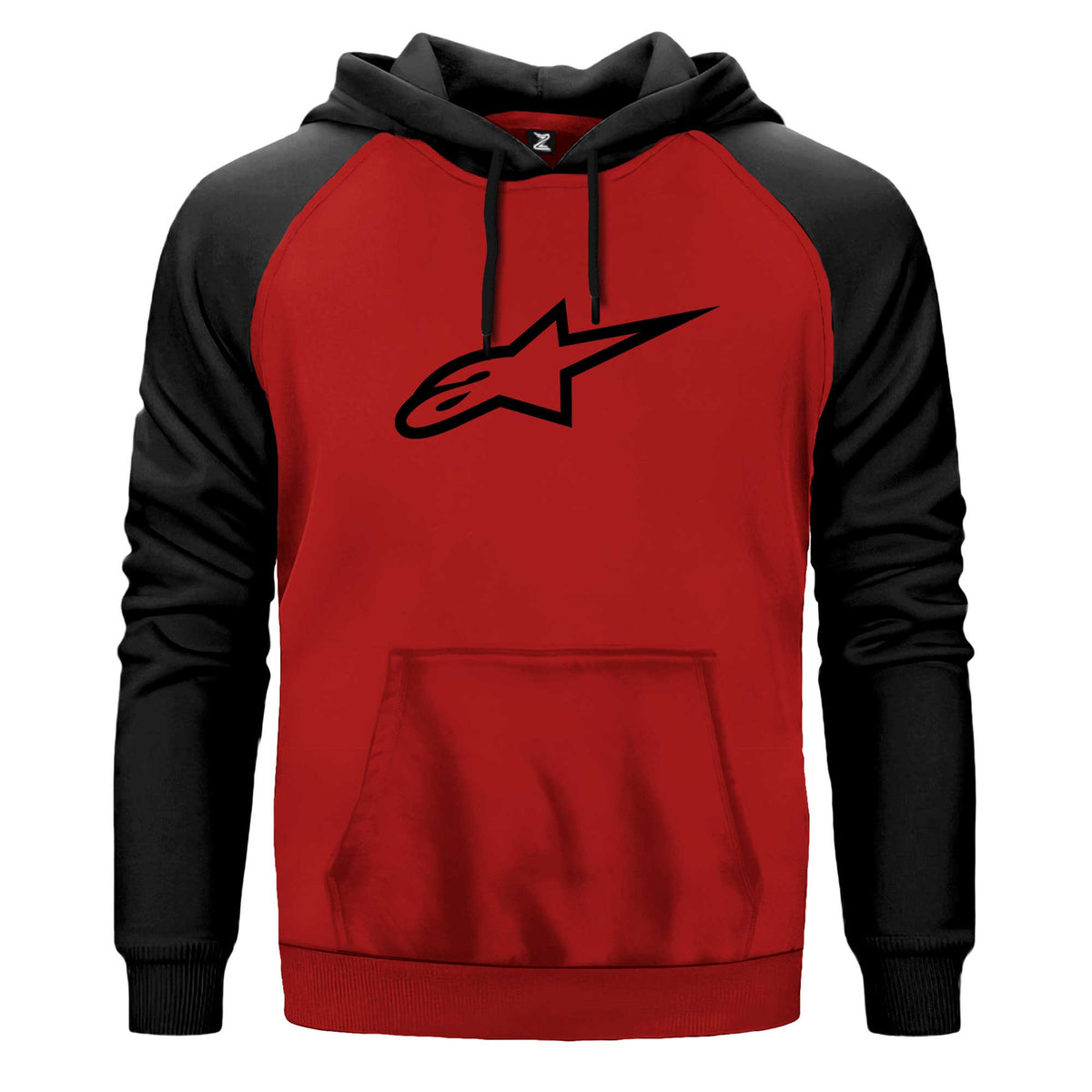 Alpinestars Black Logo Renkli Reglan Kol Sweatshirt Kapşonlu çift renk reglan kol kapşonlu sweatshirt - kırmızı