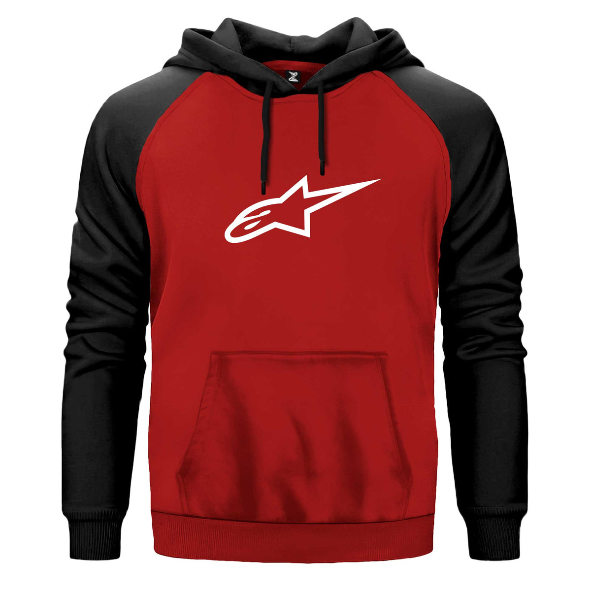 Alpinestars White Logo Renkli Reglan Kol Sweatshirt Kapşonlu çift renk reglan kol kapşonlu sweatshirt - kırmızı