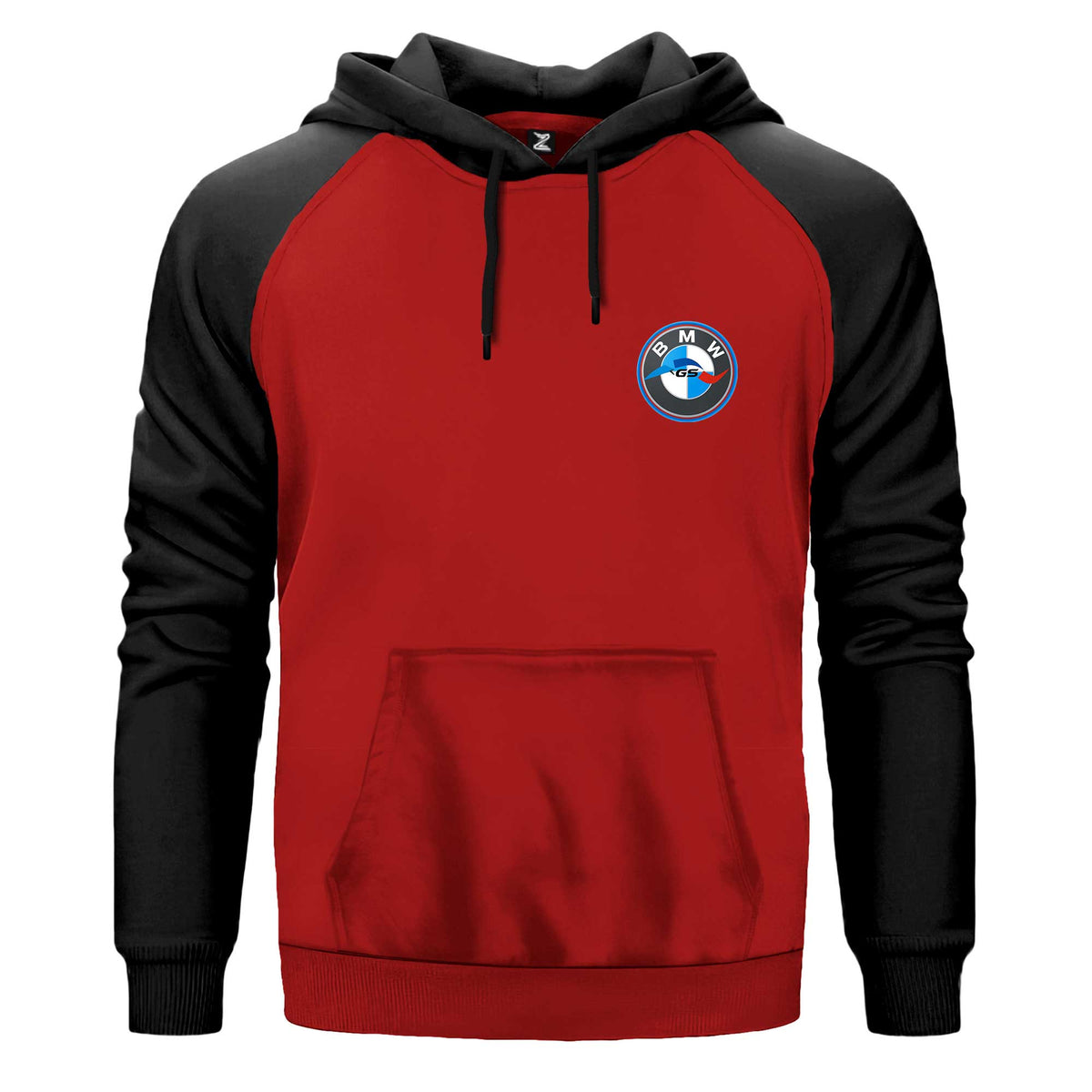 Bmw GS Logo Renkli Reglan Kol Sweatshirt Kapşonlu çift renk reglan kol kapşonlu sweatshirt - kırmızı