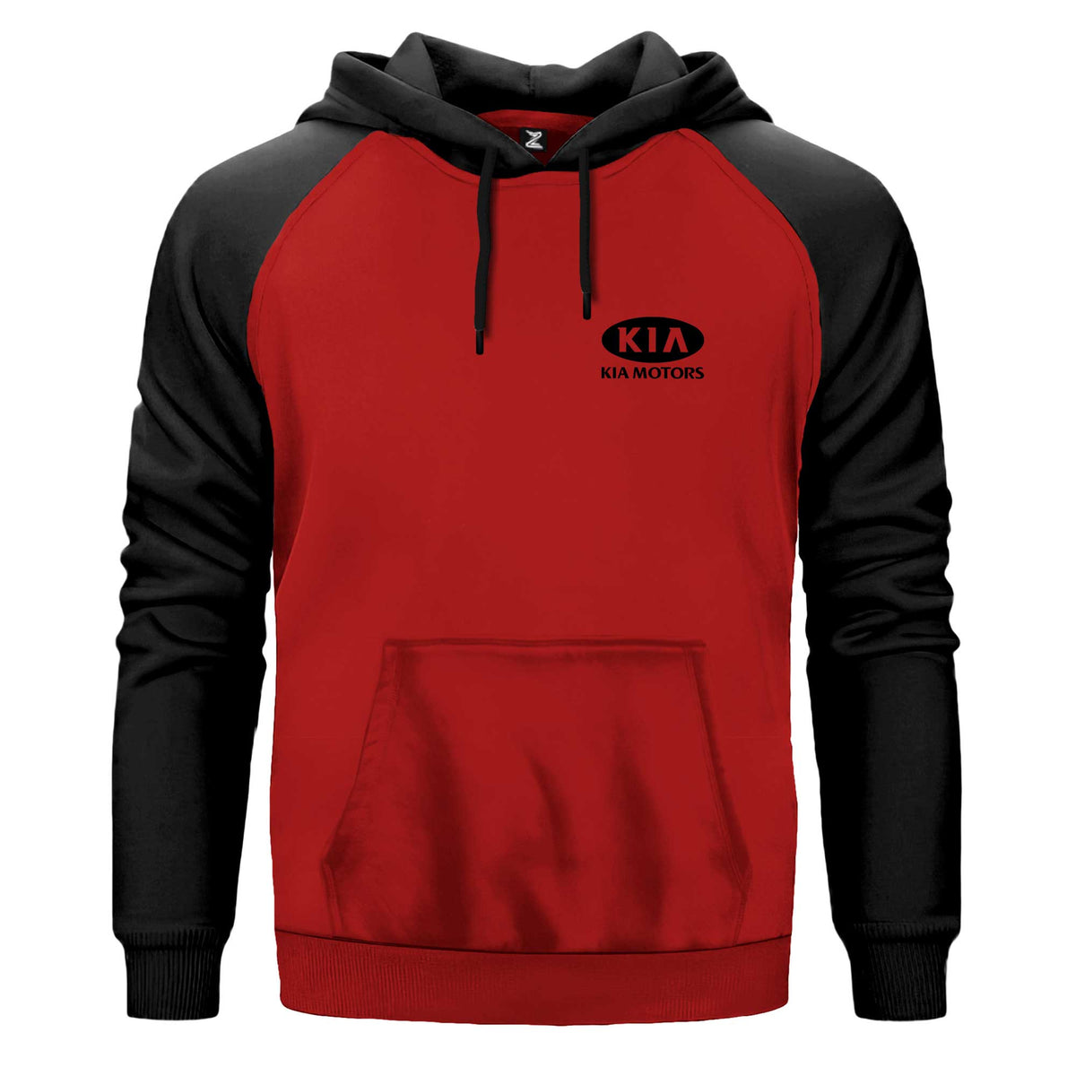 Kia Motorsport Renkli Reglan Kol Sweatshirt Kapşonlu çift renk reglan kol kapşonlu sweatshirt - kırmızı