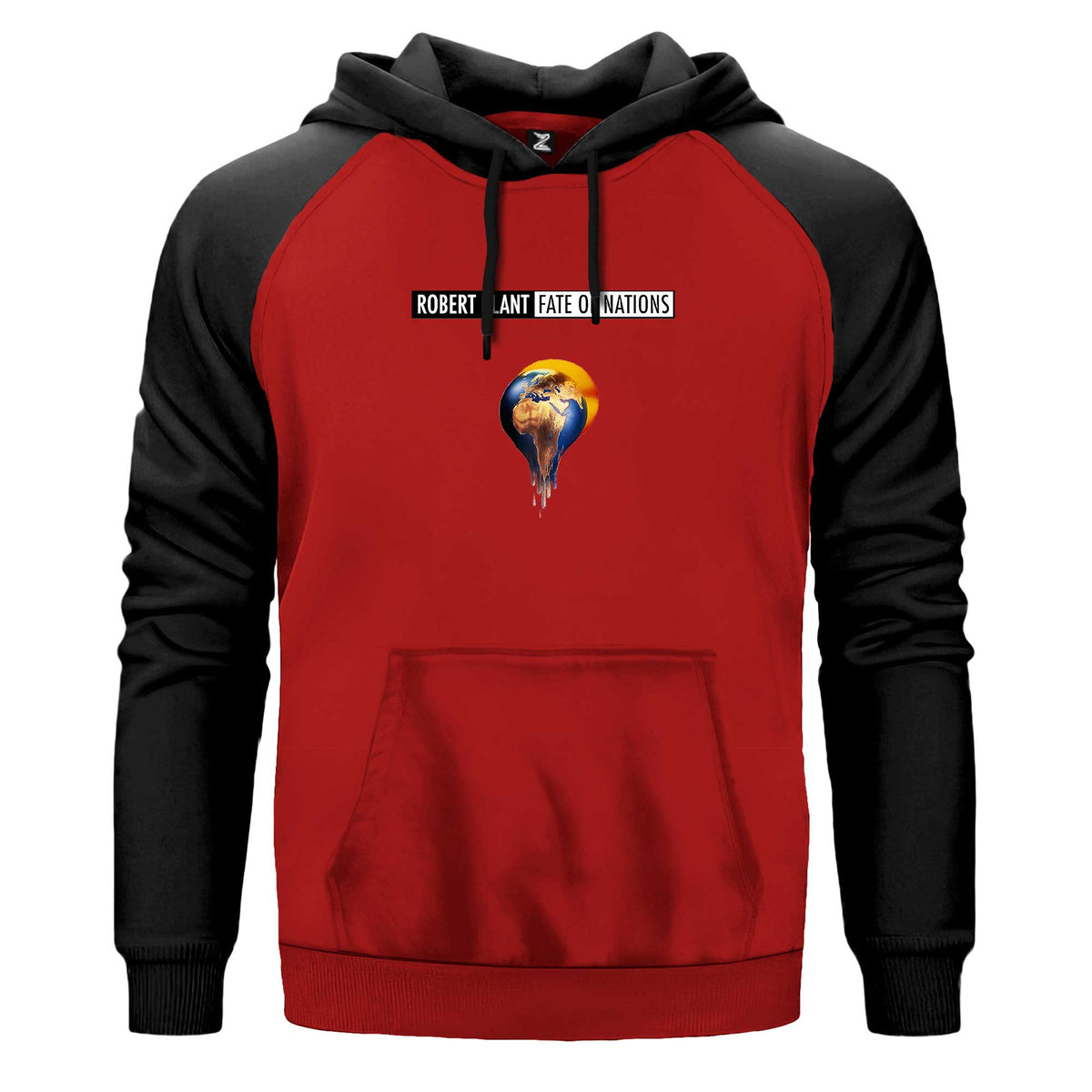 Robert Plant Fate of Nations Renkli Reglan Kol Sweatshirt Kapşonlu çift renk reglan kol kapşonlu sweatshirt - kırmızı