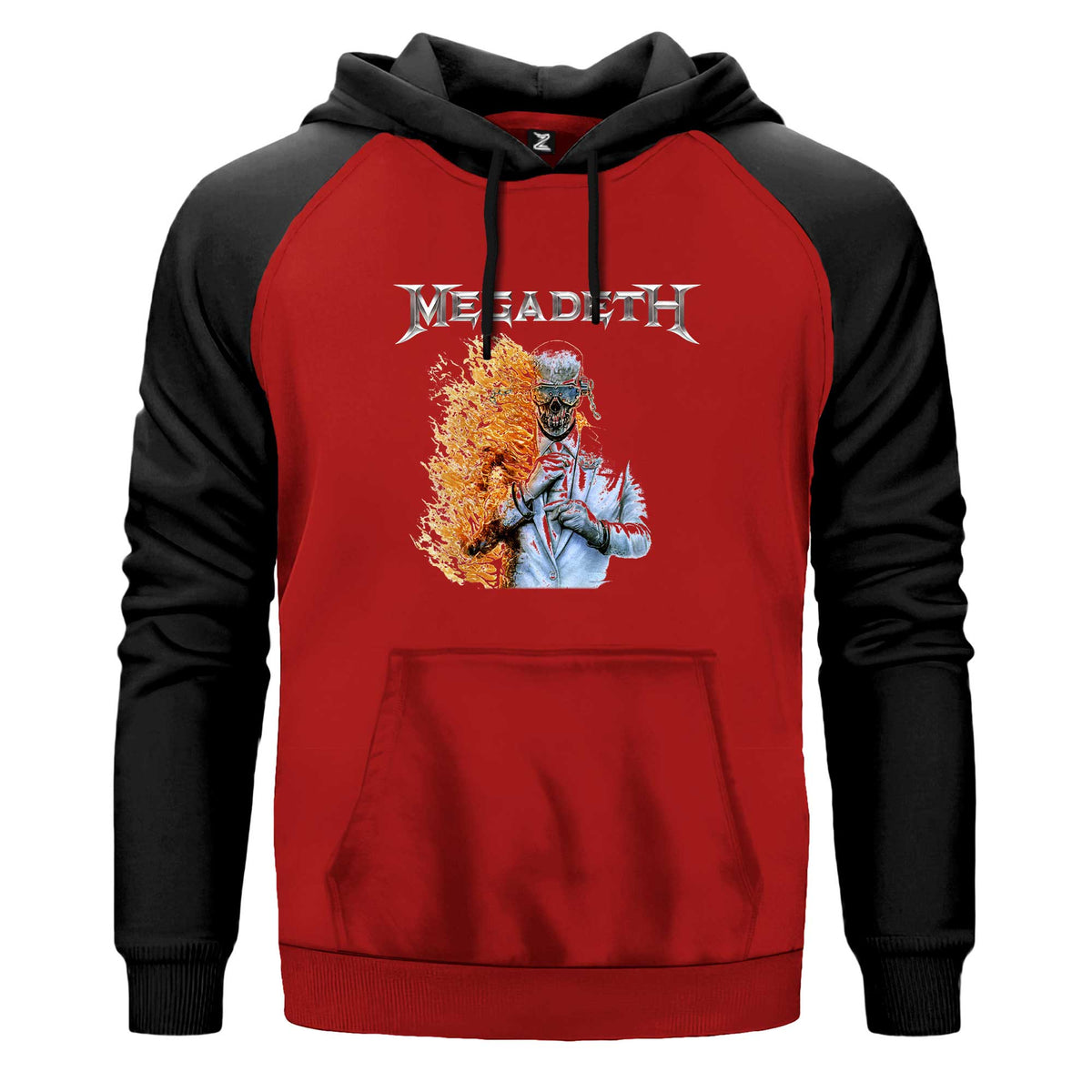 Megadeth Megadeth 2026 Renkli Reglan Kol Sweatshirt Kapşonlu çift renk reglan kol kapşonlu sweatshirt - kırmızı