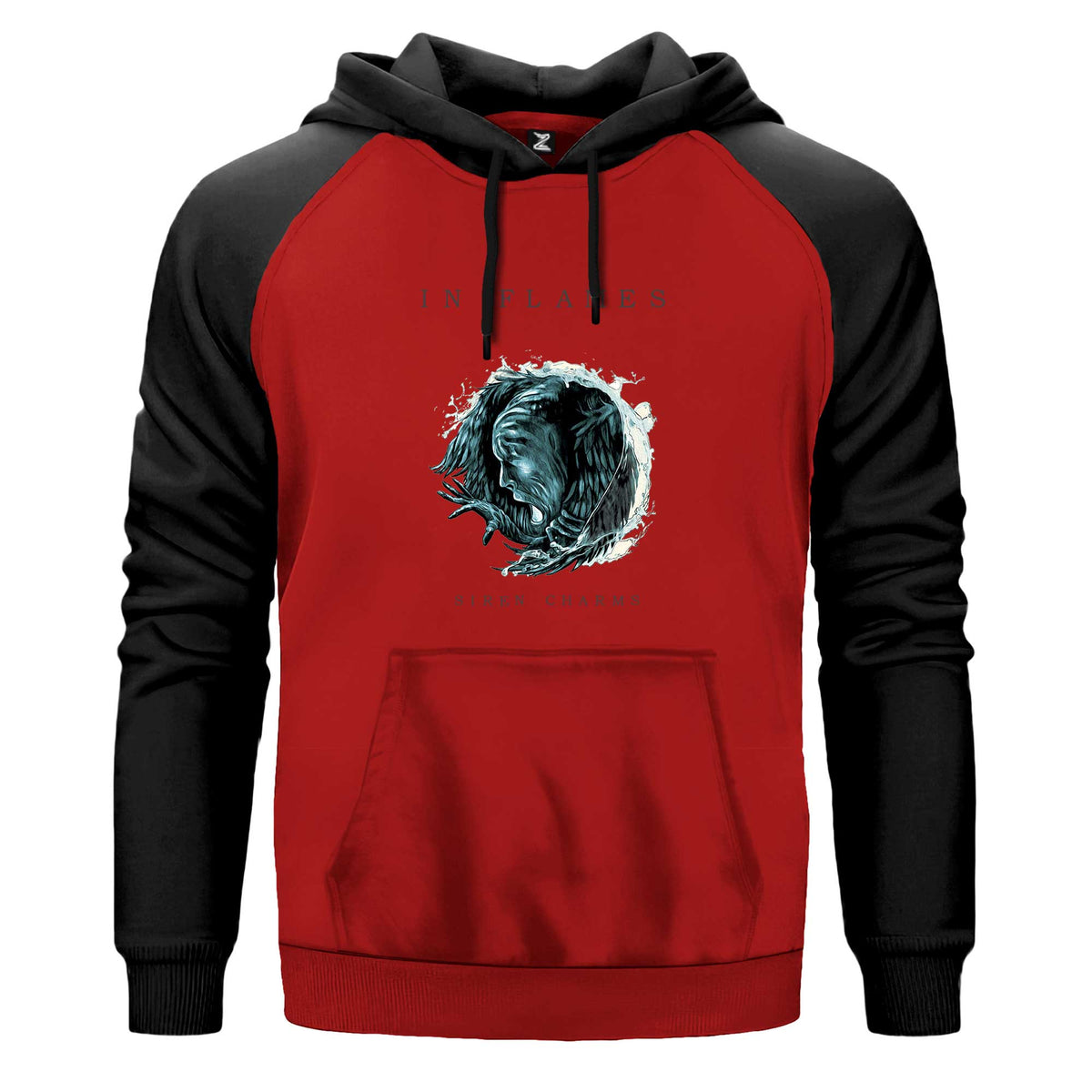 In Flames Siren Charms Renkli Reglan Kol Sweatshirt Kapşonlu çift renk reglan kol kapşonlu sweatshirt - kırmızı